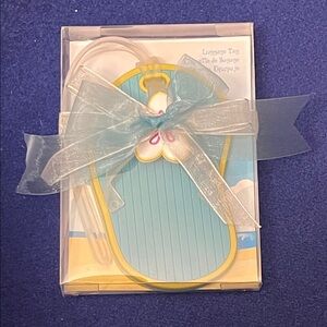 Kate Aspen Blue and White Luggage Sandal Tag